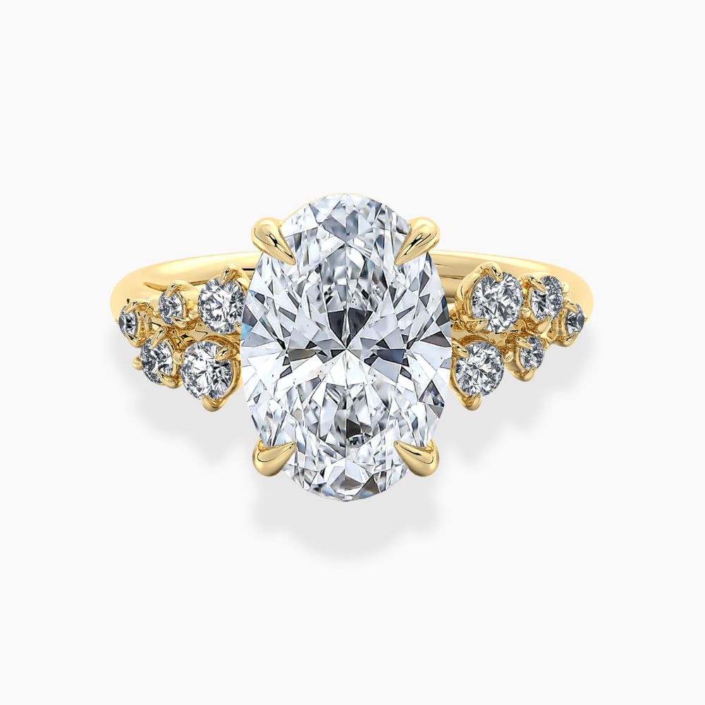Mia Accents (Round Sides) Oval Lab Grown Diamond Engagement Ring in 18K Gold