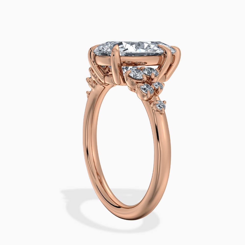 Mia Accents (Round Sides) Pear Lab Grown Diamond Engagement Ring in 18K Gold