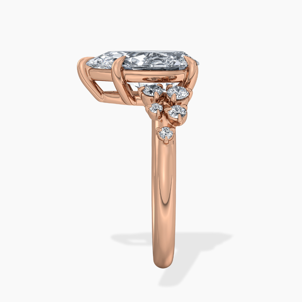 Mia Accents (Round Sides) Pear Lab Grown Diamond Engagement Ring in 18K Gold