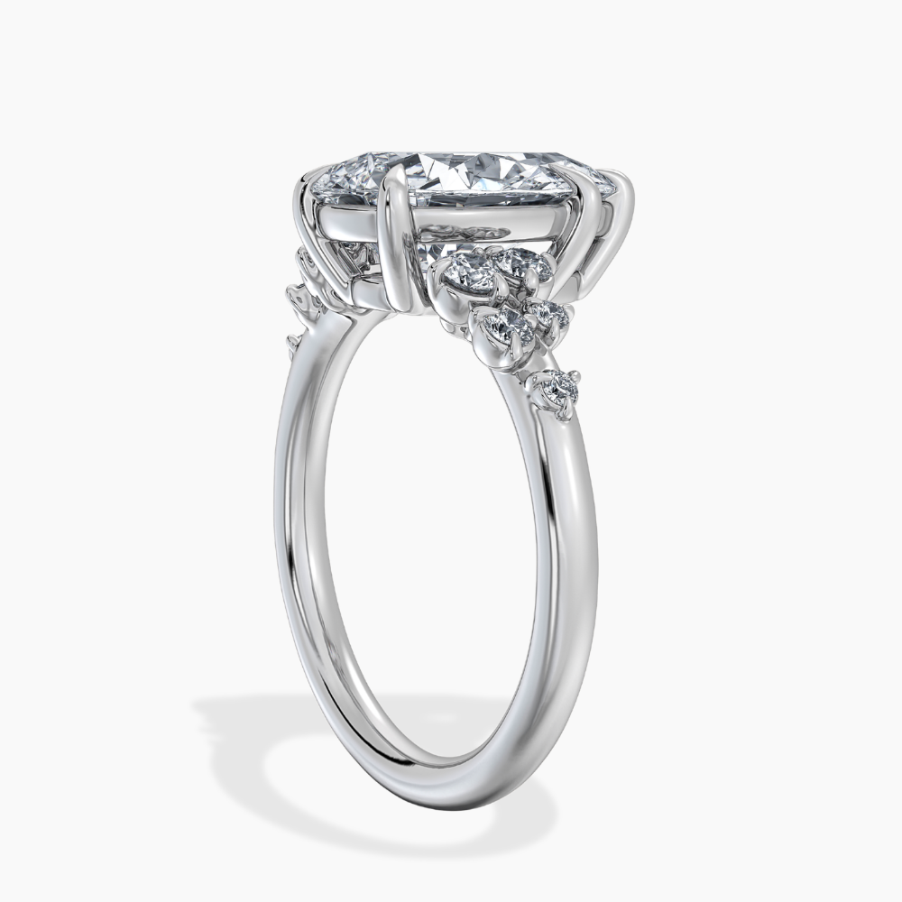 Mia Accents (Round Sides) Pear Lab Grown Diamond Engagement Ring in 18K Gold