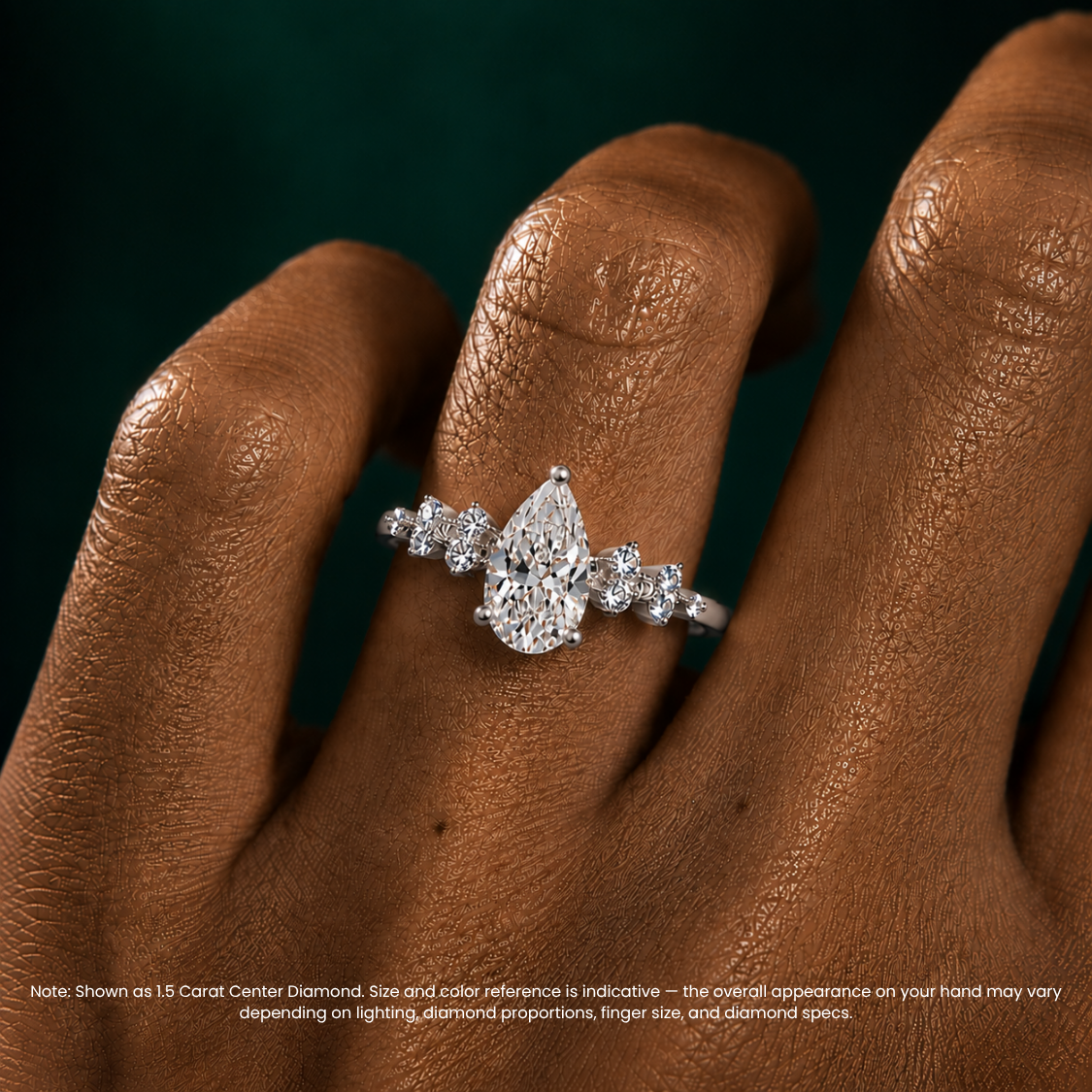Mia Accents (Round Sides) Pear Lab Grown Diamond Engagement Ring in 18K Gold