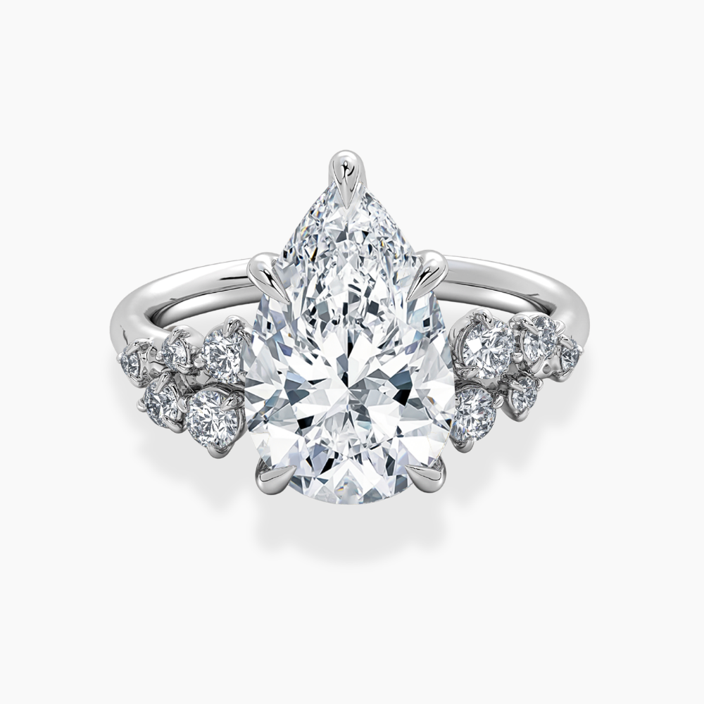Mia Accents (Round Sides) Pear Lab Grown Diamond Engagement Ring in 18K Gold