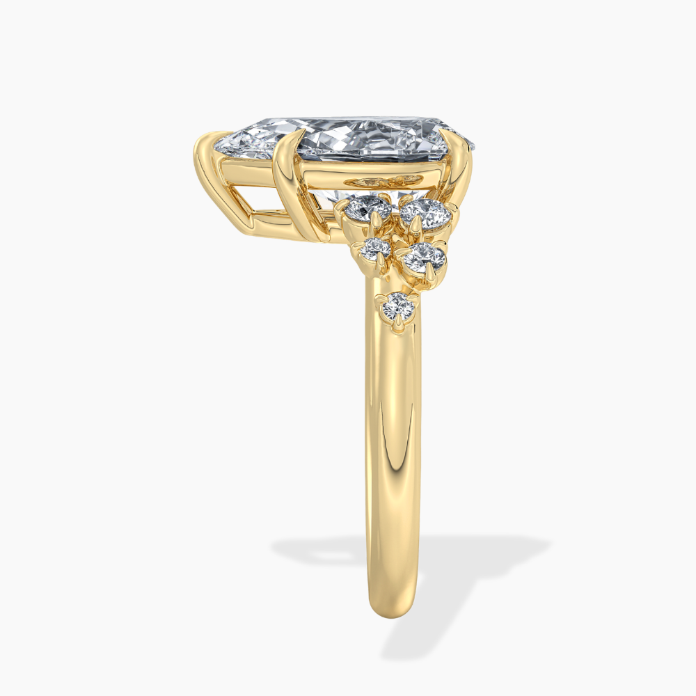 Mia Accents (Round Sides) Pear Lab Grown Diamond Engagement Ring in 18K Gold