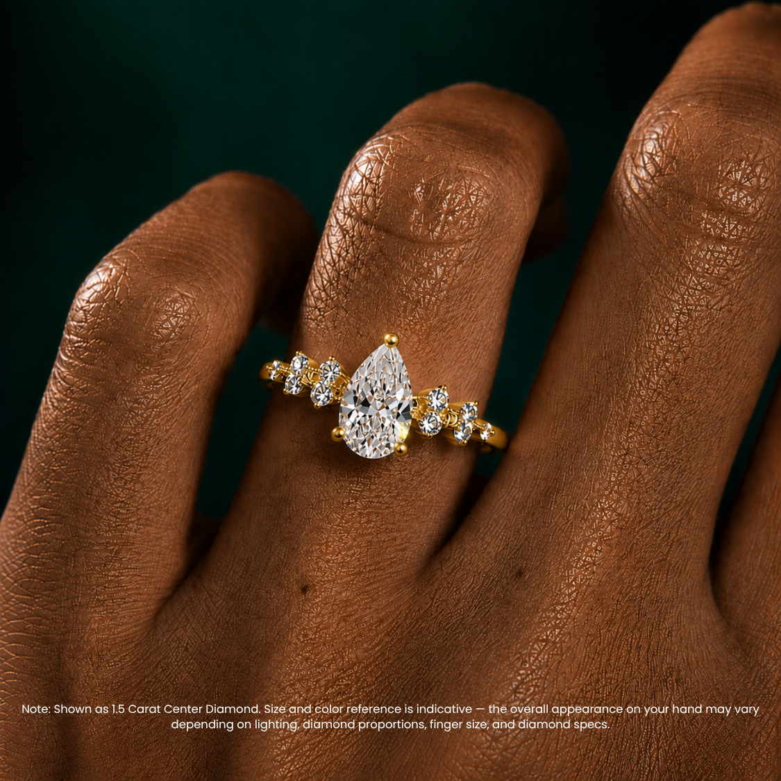 Mia Accents (Round Sides) Pear Lab Grown Diamond Engagement Ring in 18K Gold
