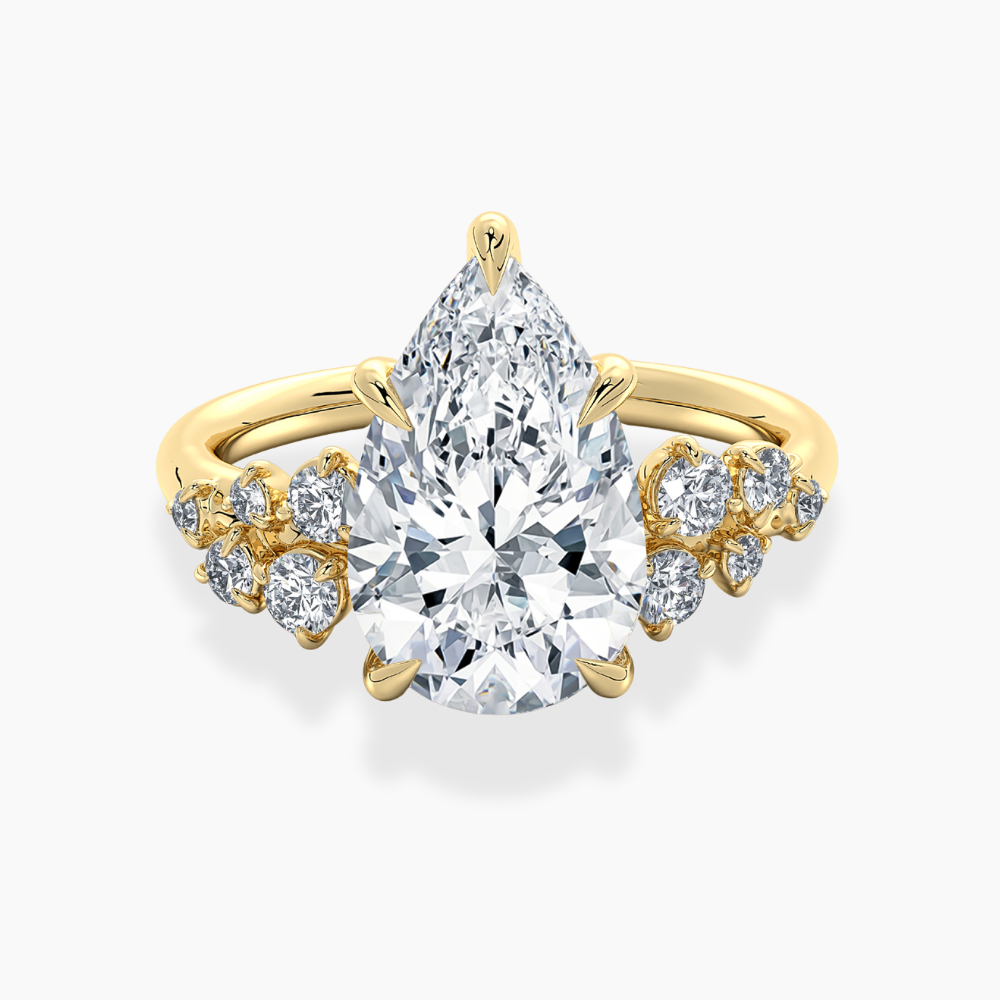 Mia Accents (Round Sides) Pear Lab Grown Diamond Engagement Ring in 18K Gold