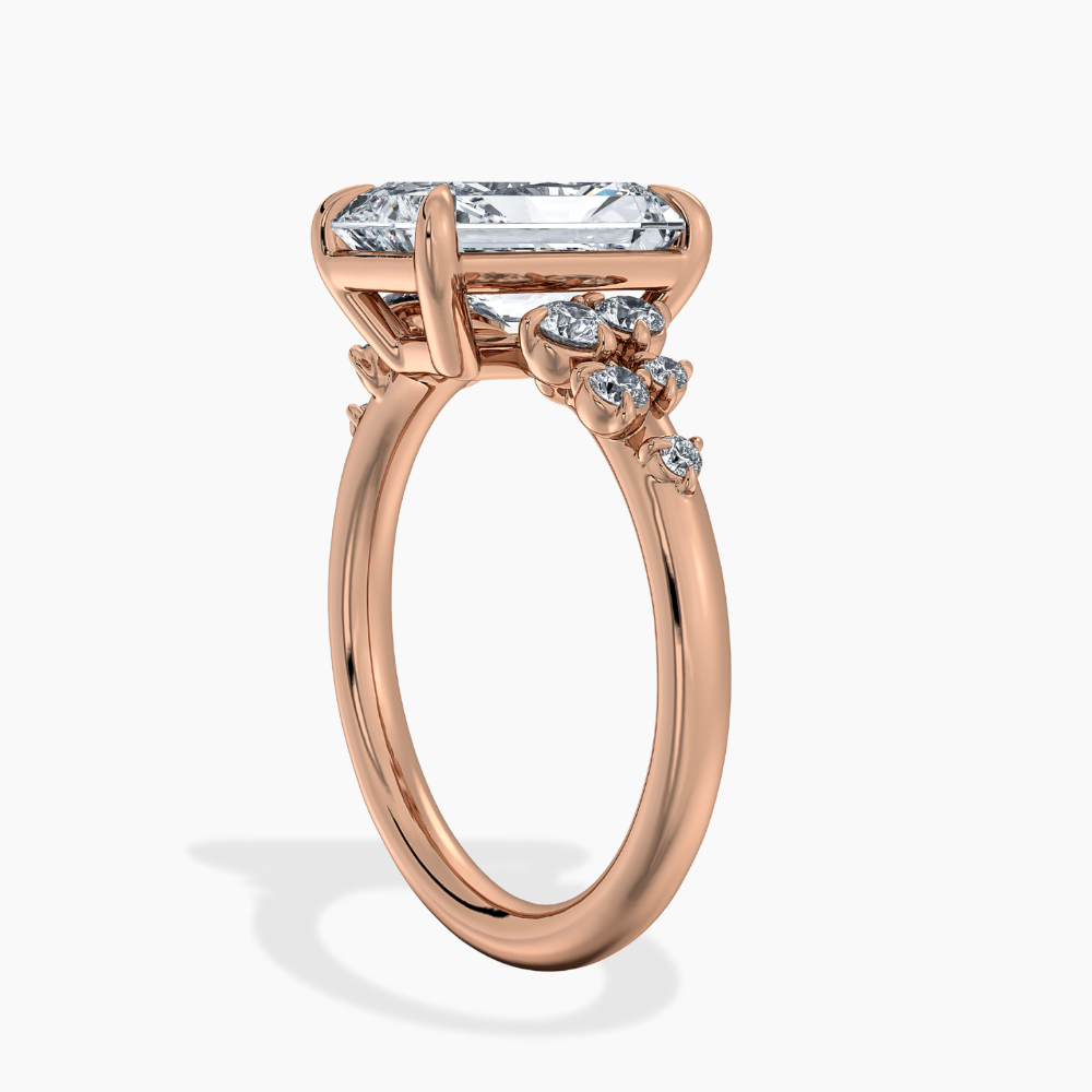 Mia Accents (Round Sides) Radiant Lab Grown Diamond Engagement Ring in 18K Gold
