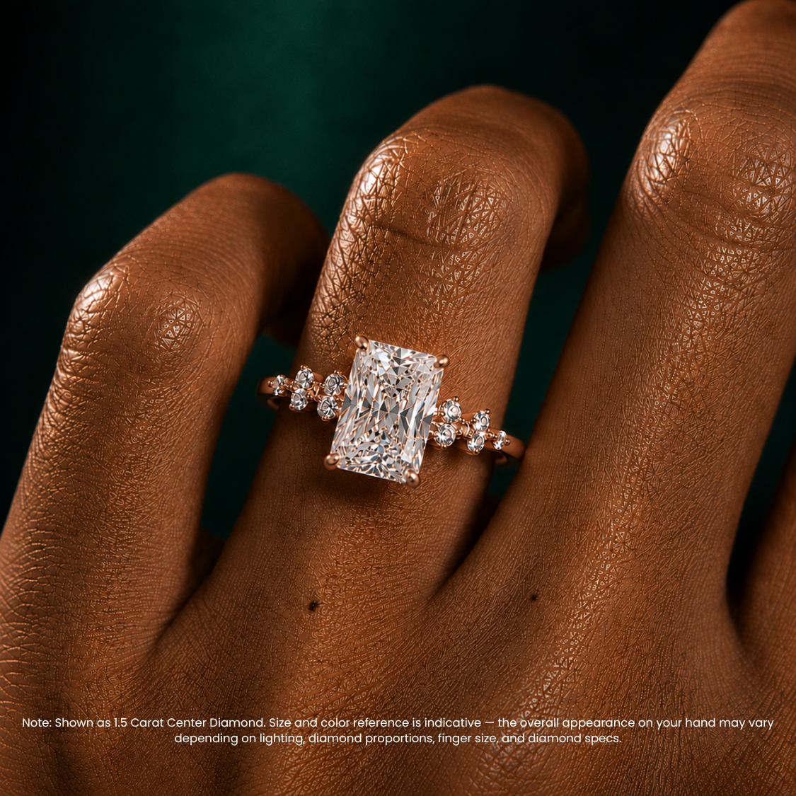 Mia Accents (Round Sides) Radiant Lab Grown Diamond Engagement Ring in 18K Gold