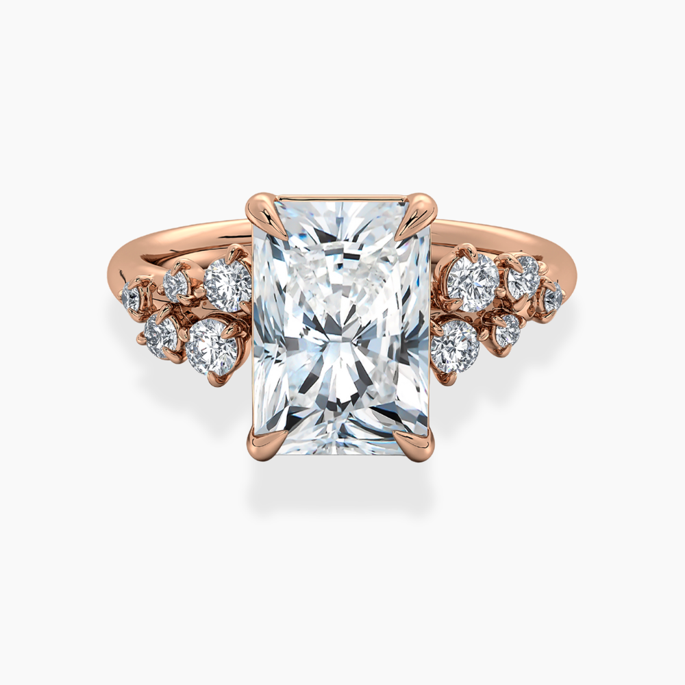 Mia Accents (Round Sides) Radiant Lab Grown Diamond Engagement Ring in 18K Gold