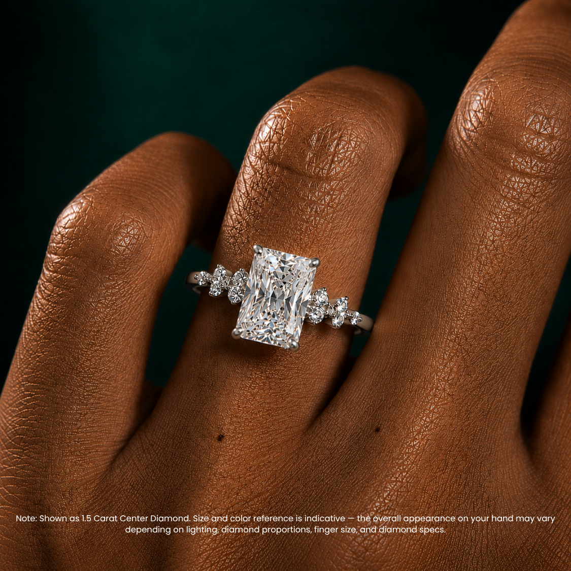 Mia Accents (Round Sides) Radiant Lab Grown Diamond Engagement Ring in 18K Gold