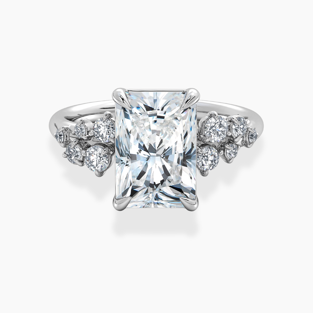 Mia Accents (Round Sides) Radiant Lab Grown Diamond Engagement Ring in 18K Gold