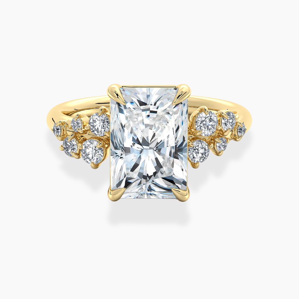 Mia Accents (Round Sides) Radiant Lab Grown Diamond Engagement Ring in 18K Gold