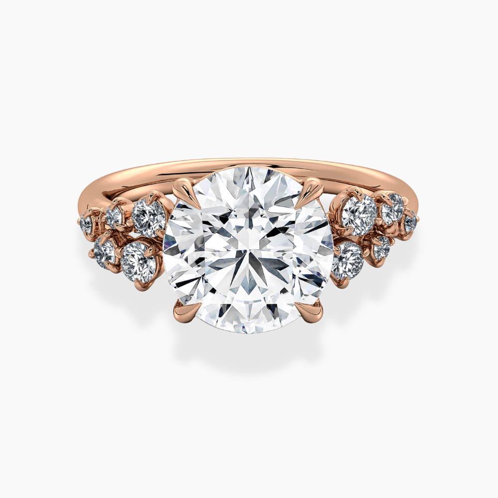 Mia Accents (Round Sides) Round Lab Grown Diamond Engagement Ring in 18K Gold
