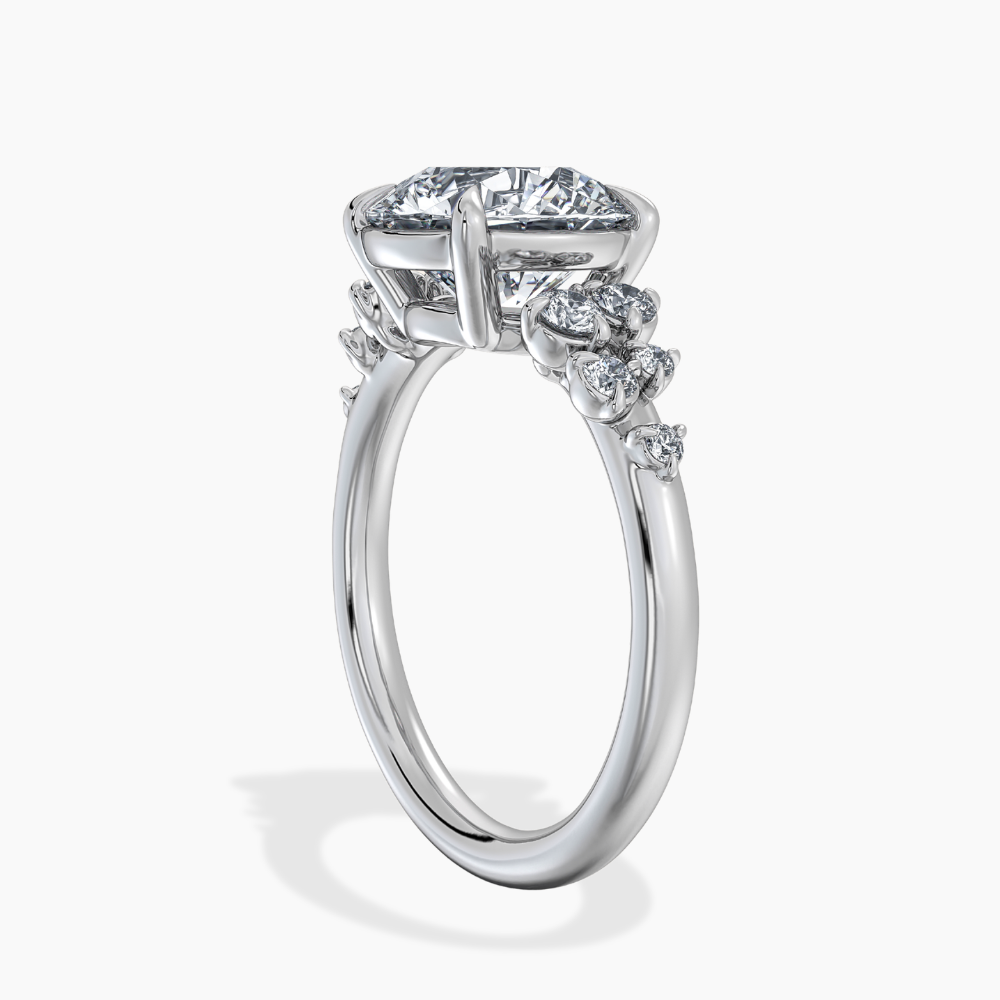 Mia Accents (Round Sides) Round Lab Grown Diamond Engagement Ring in 18K Gold