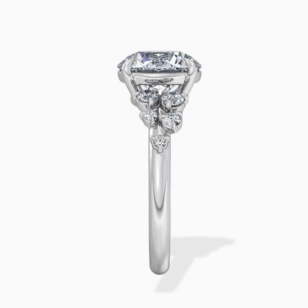 Mia Accents (Round Sides) Round Lab Grown Diamond Engagement Ring in 18K Gold