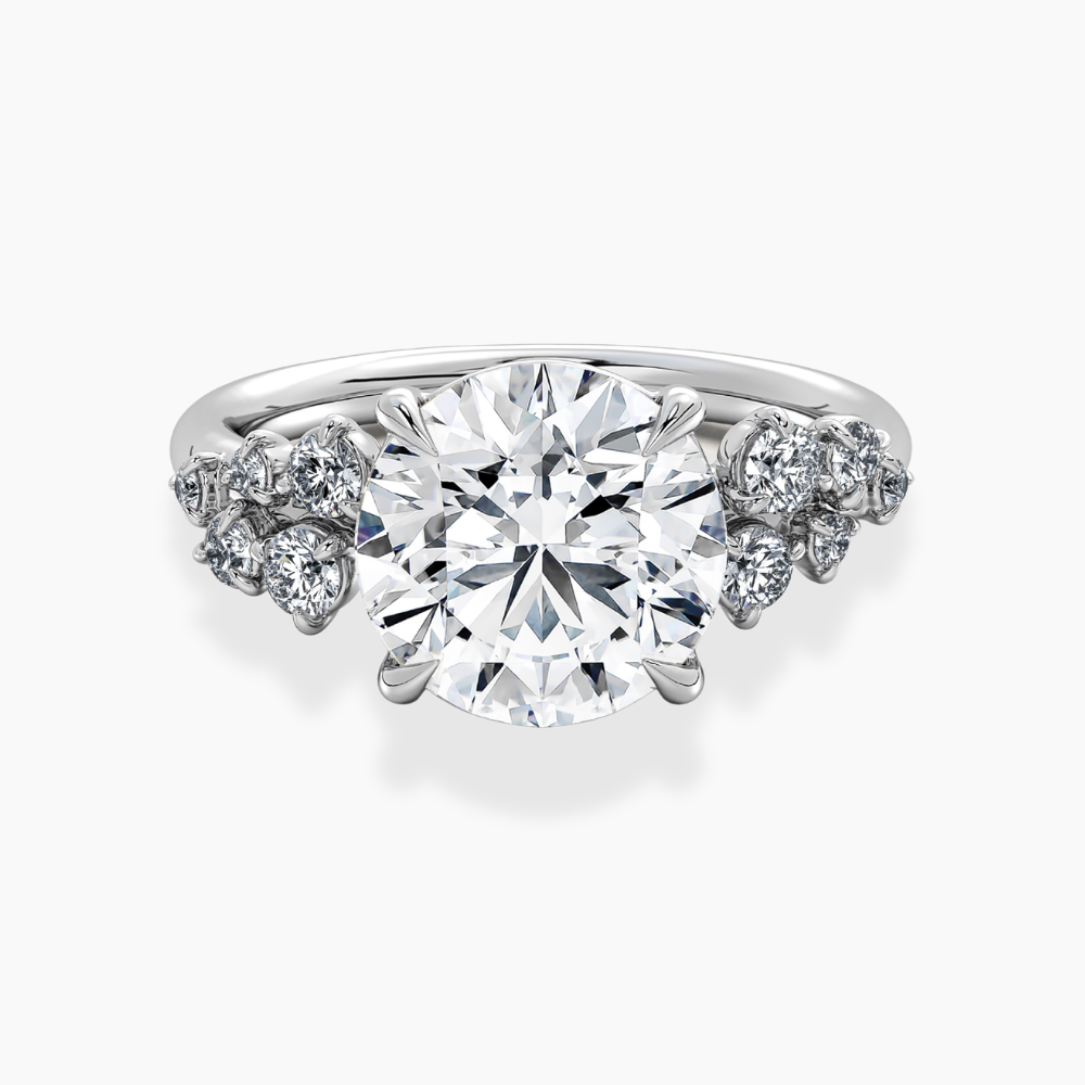 Mia Accents (Round Sides) Round Lab Grown Diamond Engagement Ring in 18K Gold
