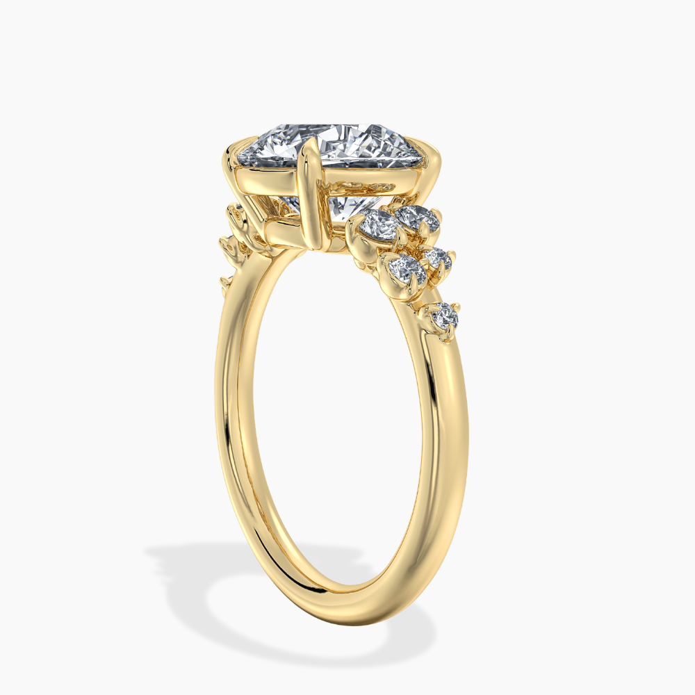 Mia Accents (Round Sides) Round Lab Grown Diamond Engagement Ring in 18K Gold