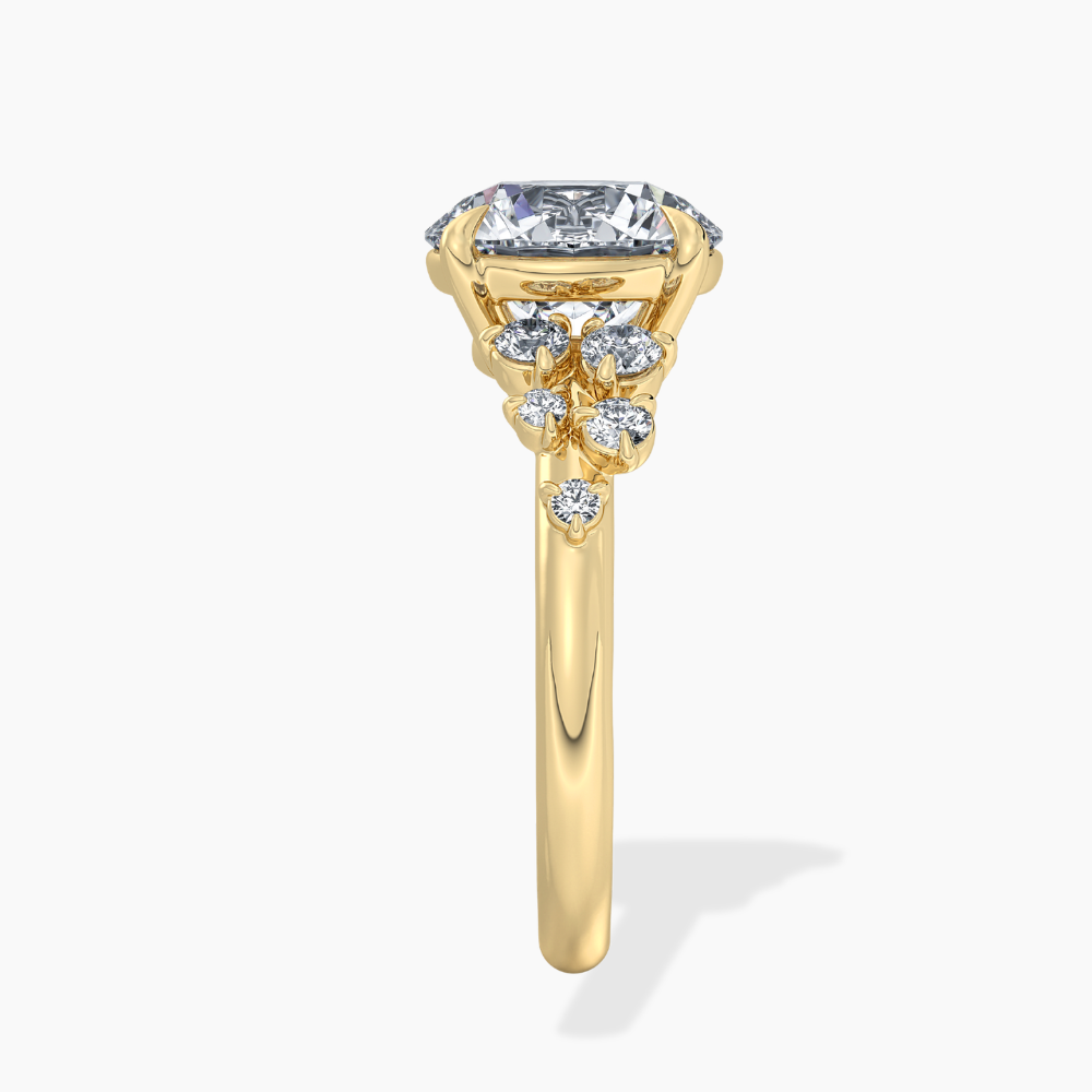Mia Accents (Round Sides) Round Lab Grown Diamond Engagement Ring in 18K Gold