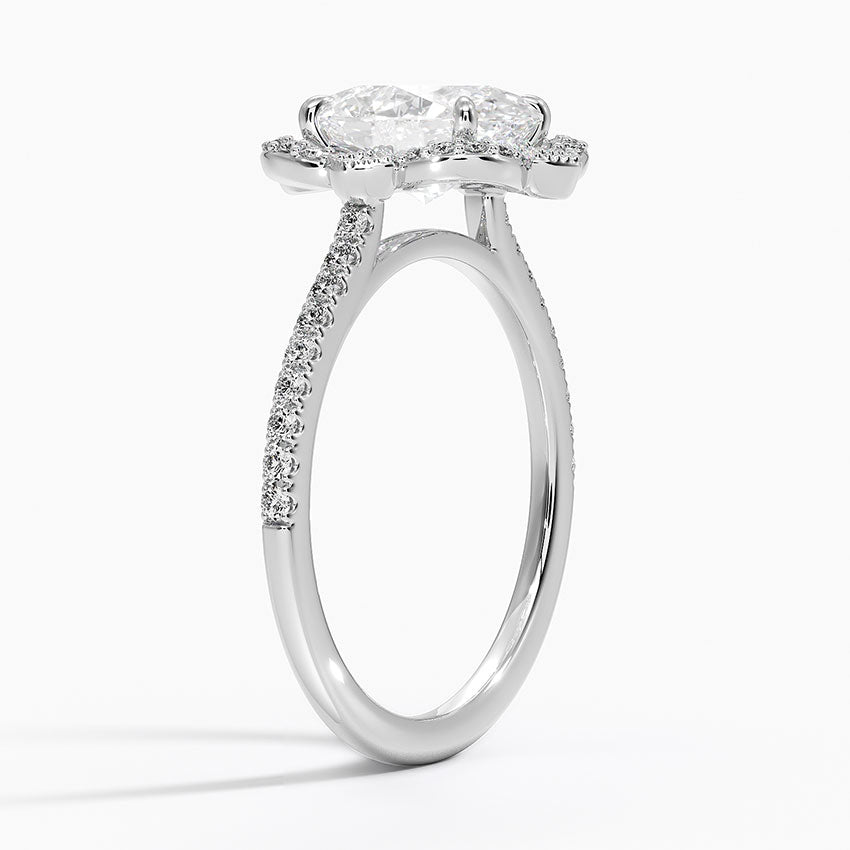 Nelly Vintage Accents (Round Side Stones) Lab Diamond Ring in 18K Gold - Oval