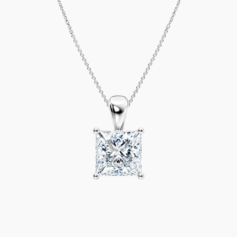 Princess Pendant Lab Diamond Necklace 18K Gold