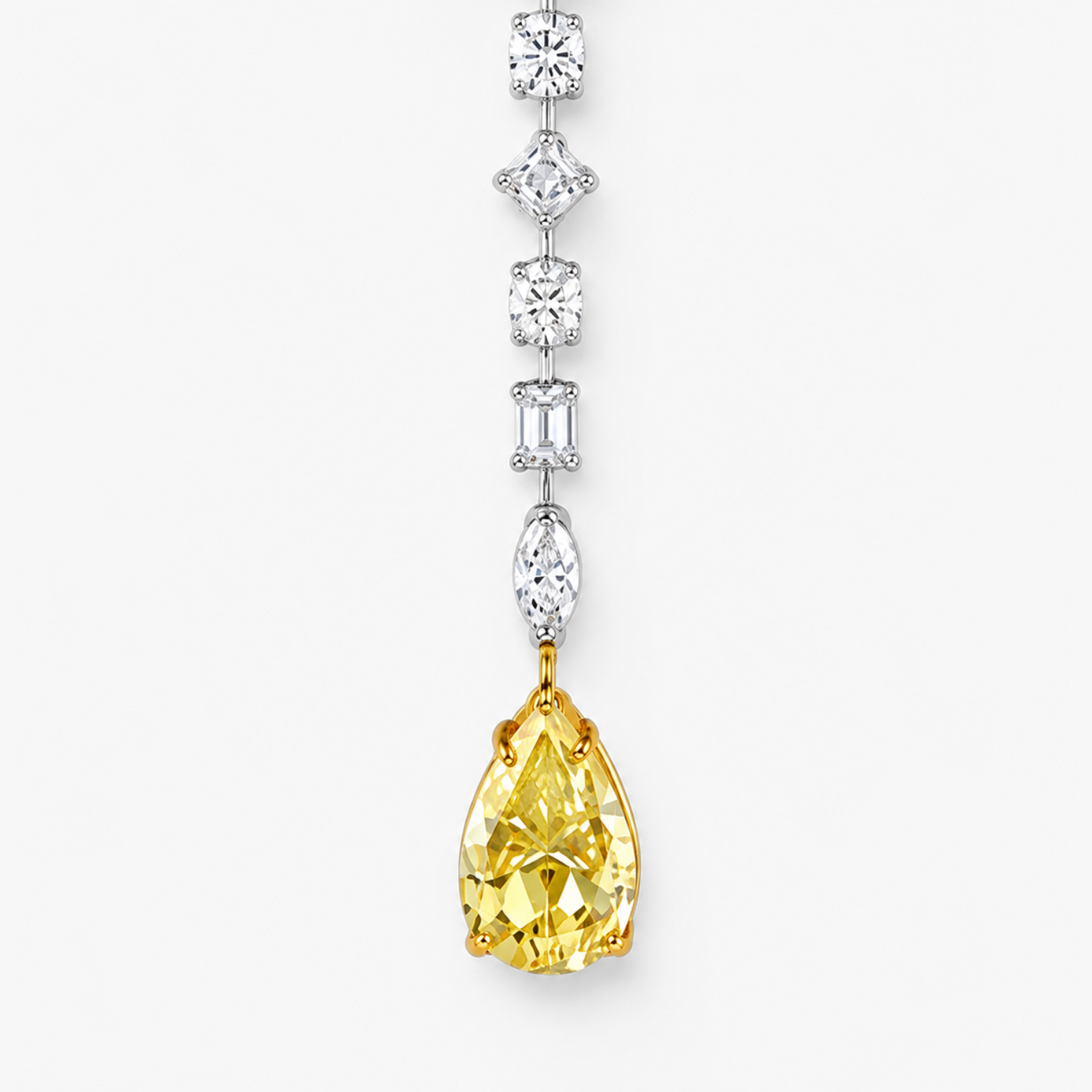 Sabina Necklace and Earrings Set (28 Carat) Multi-Shape Lab-Grown Diamond High Jewellery Set with Fancy Yellow Pear-Shaped Diamonds in 18K White Gold