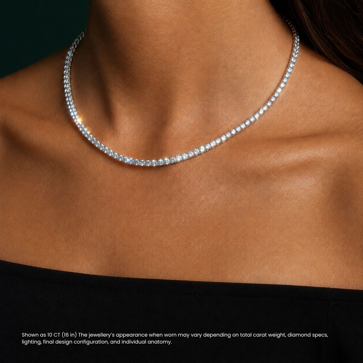 14.5 Carat Tennis Classic Lab Grown Diamond Necklace 18K Gold | 16.5 in ∼ 42.5 cm