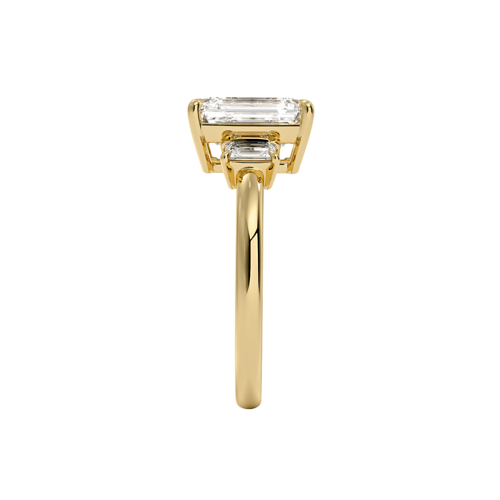 Trilogy (Emerald Side Stones) Lab Diamond Engagement Ring in 18K Gold - Emerald
