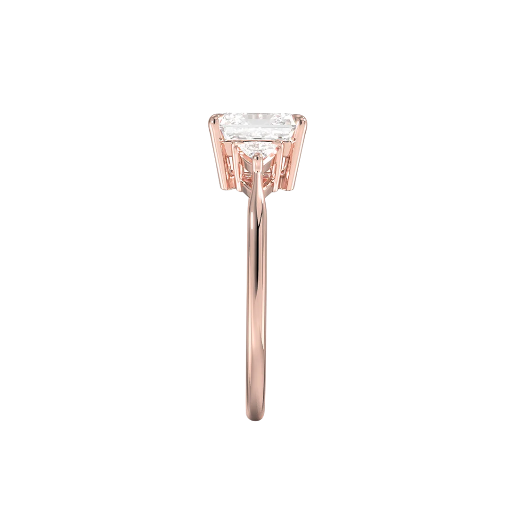Trilogy (Trilliant Side Stones) Lab Diamond Engagement Ring in 18K Gold - Asscher