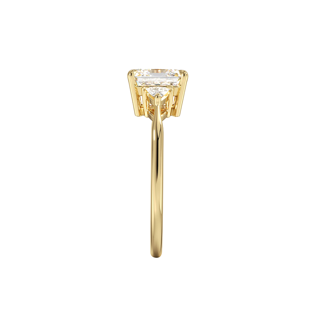 Trilogy (Trilliant Side Stones) Lab Diamond Engagement Ring in 18K Gold - Asscher