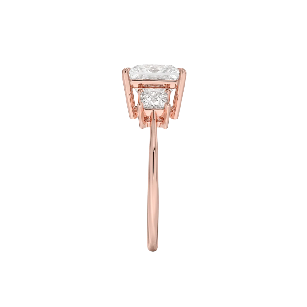 Trilogy (Princess Side Stones) Lab Diamond Engagement Ring in 18K Gold - Princess