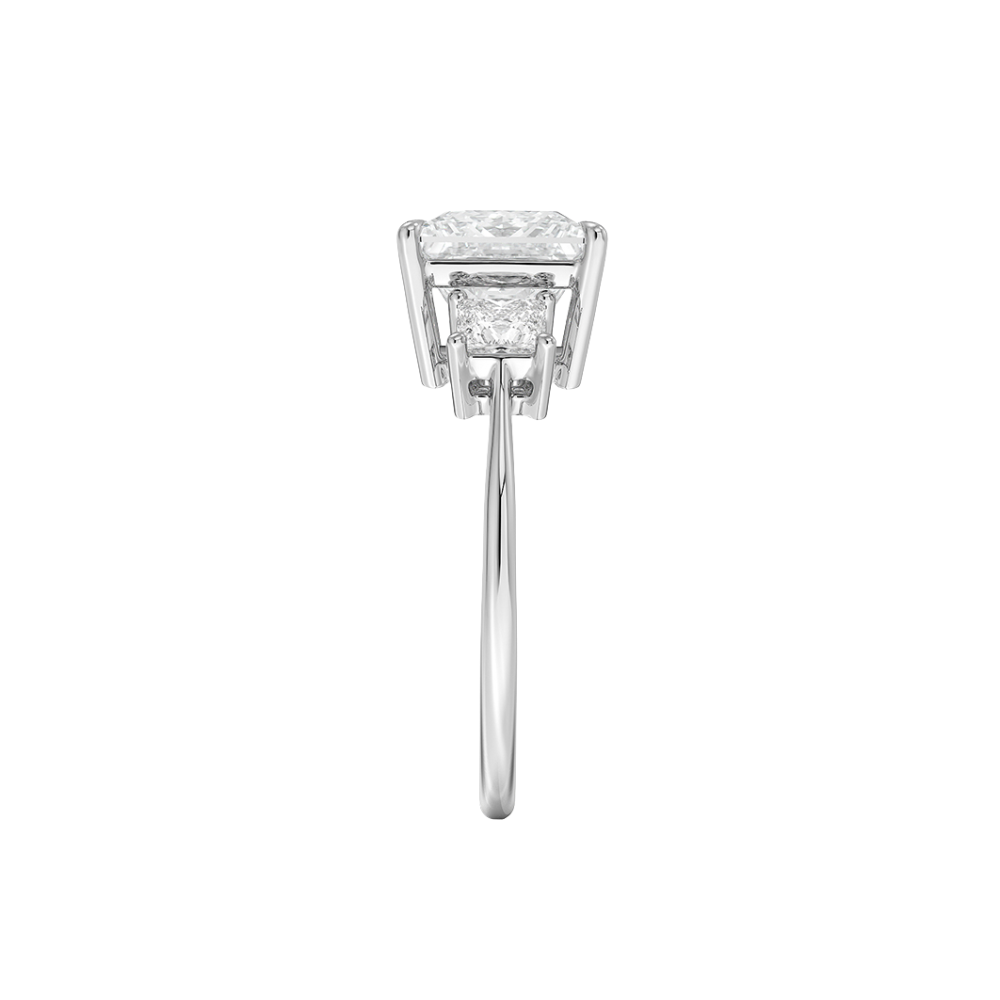 Trilogy (Princess Side Stones) Lab Diamond Engagement Ring in 18K Gold - Princess