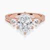 Trilogy (Round Side Stones) Vintage Lab Diamond Engagement Ring in 18K Gold - Oval