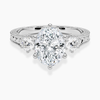 Trilogy (Round Side Stones) Vintage Lab Diamond Engagement Ring in 18K Gold - Oval