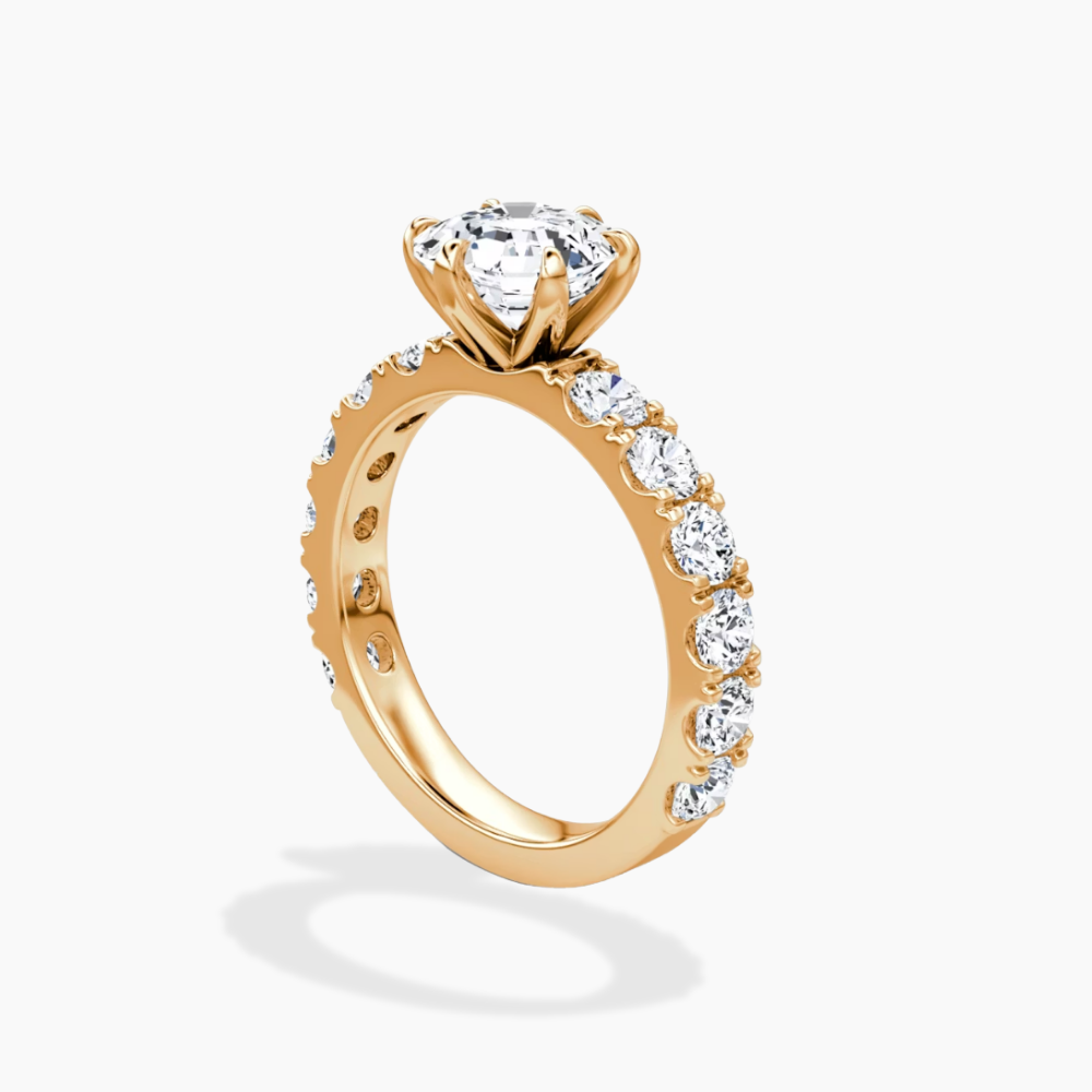 Venera Pave Asscher Lab Grown Diamond Engagement Ring (0.5 ct Band) in 18K Gold