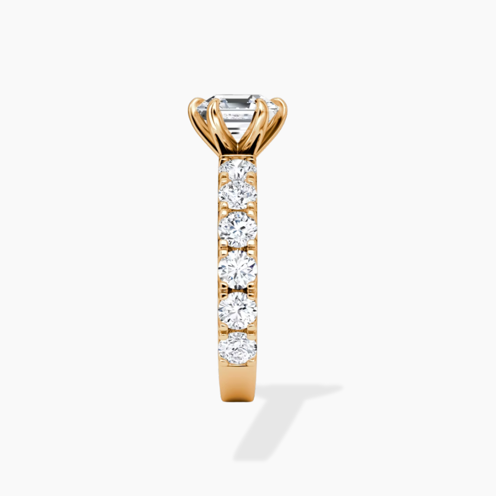 Venera Pave Asscher Lab Grown Diamond Engagement Ring (0.5 ct Band) in 18K Gold