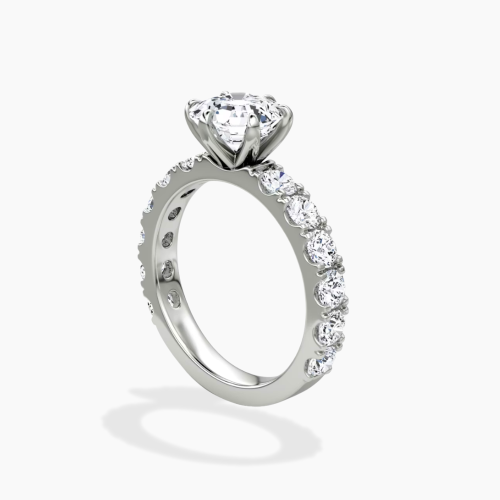 Venera Pave Asscher Lab Grown Diamond Engagement Ring (0.5 ct Band) in 18K Gold