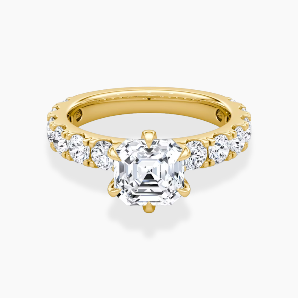 Venera Pave Asscher Lab Grown Diamond Engagement Ring (0.5 ct Band) in 18K Gold