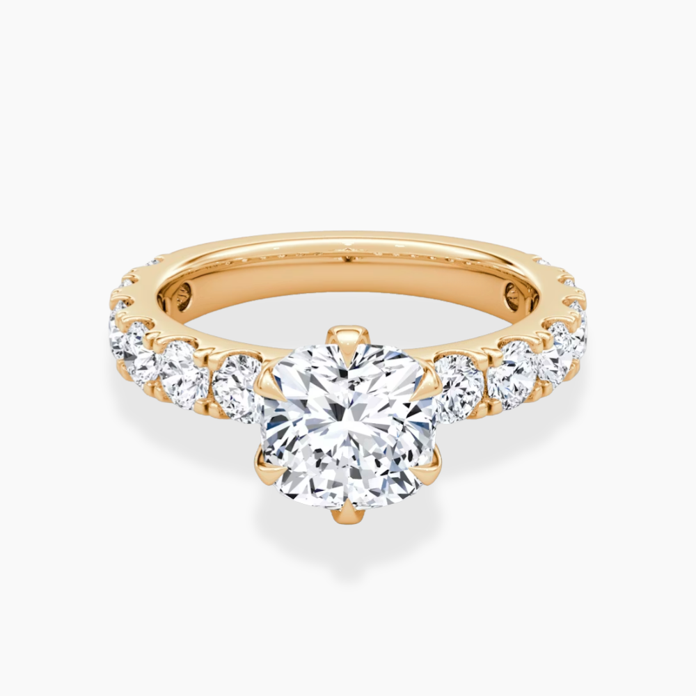 Venera Pave Cushion Lab Grown Diamond Engagement Ring (0.5 ct Band) in 18K Gold