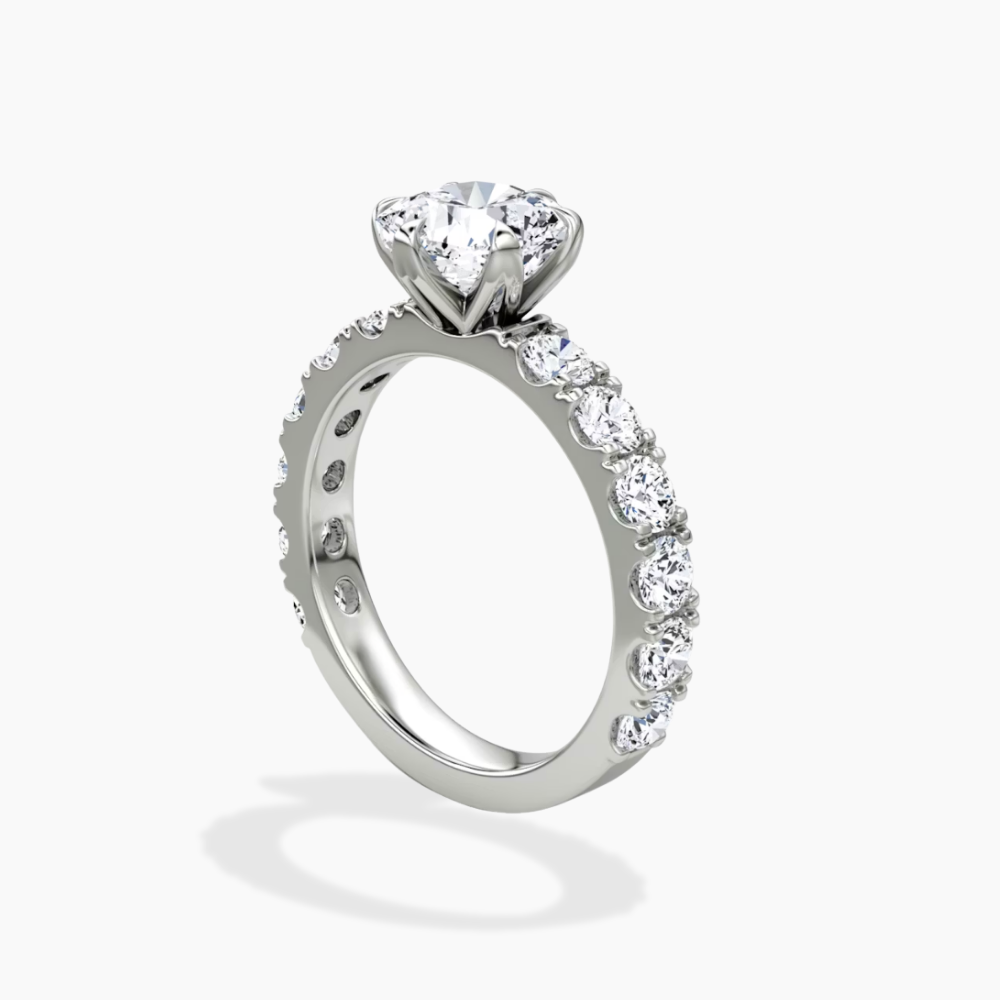 Venera Pave Cushion Lab Grown Diamond Engagement Ring (0.5 ct Band) in 18K Gold