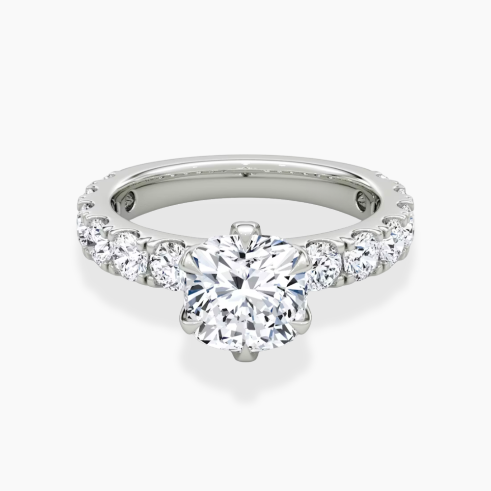 Venera Pave Cushion Lab Grown Diamond Engagement Ring (0.5 ct Band) in 18K Gold