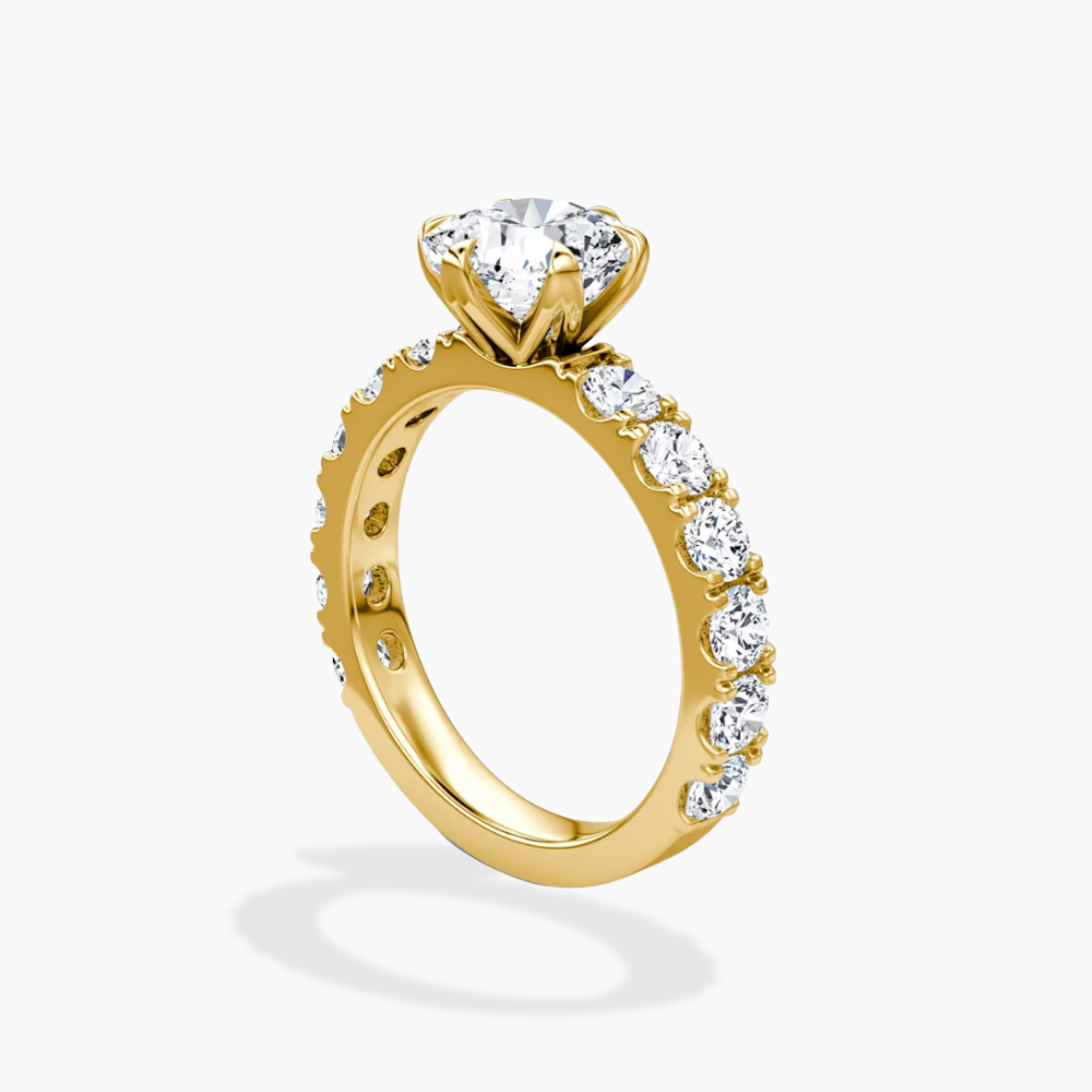 Venera Pave Cushion Lab Grown Diamond Engagement Ring (0.5 ct Band) in 18K Gold