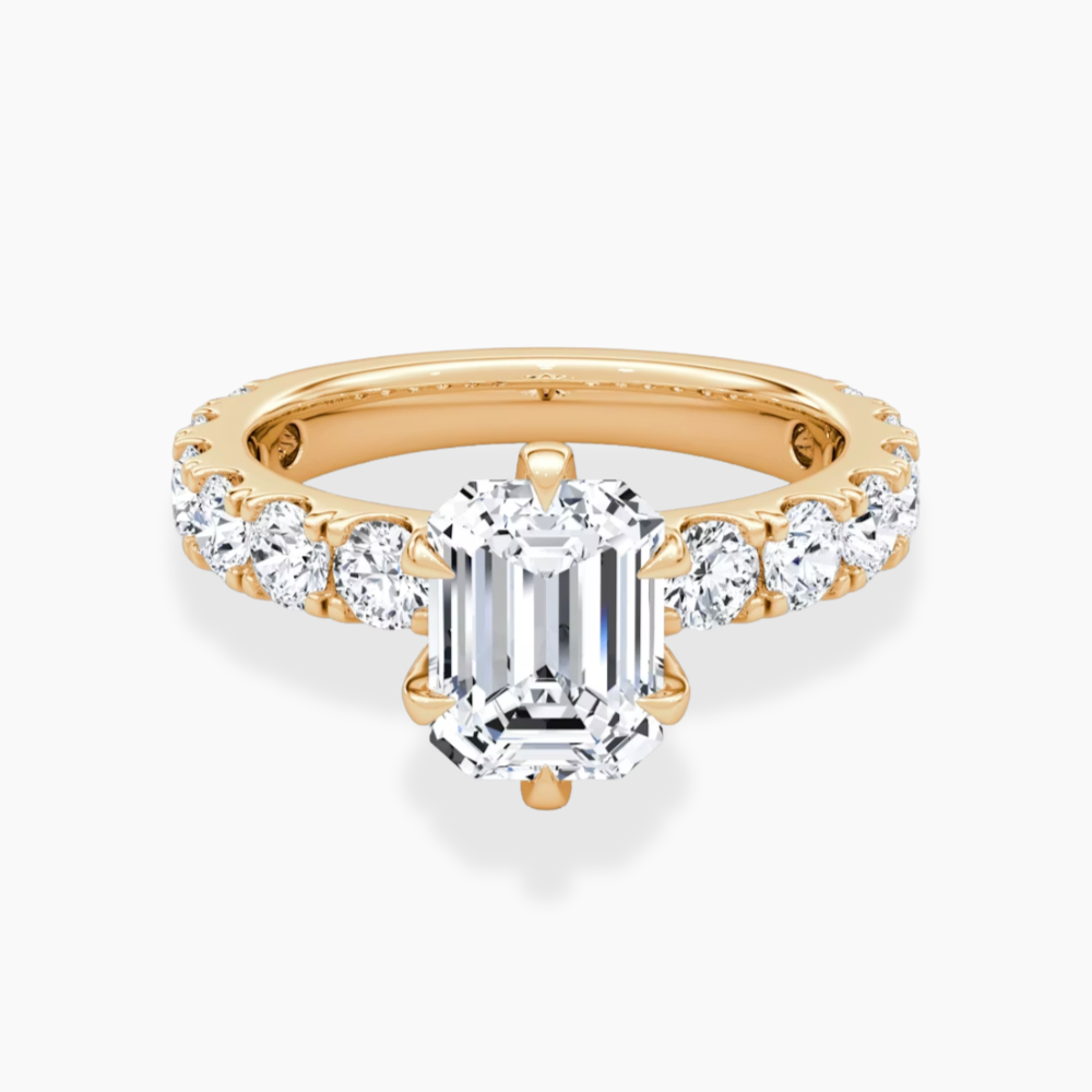 Venera Pave Emerald Lab Grown Diamond Engagement Ring (0.5 ct Band) in 18K Gold
