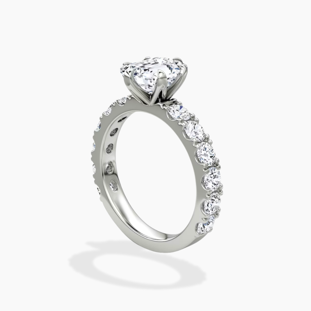 Venera Pave Emerald Lab Grown Diamond Engagement Ring (0.5 ct Band) in 18K Gold