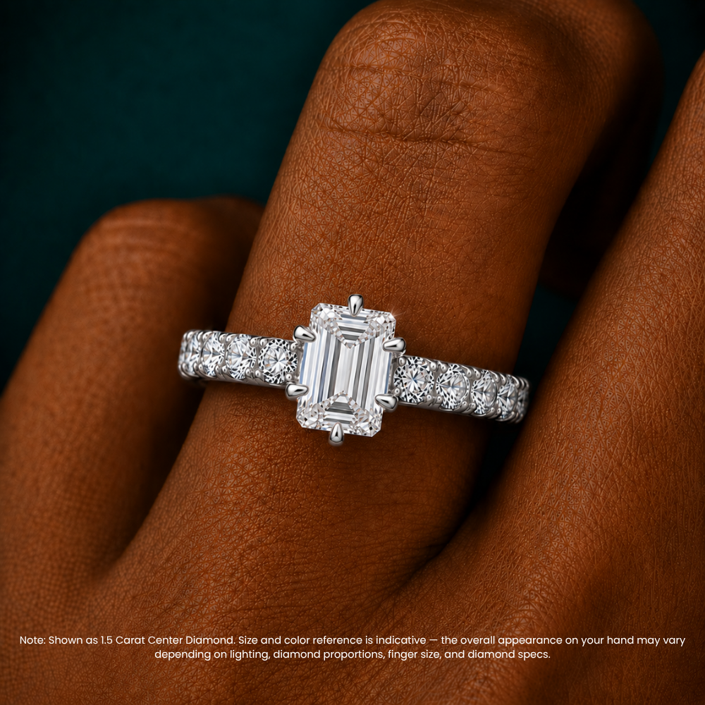 Venera Pave Emerald Lab Grown Diamond Engagement Ring (0.5 ct Band) in 18K Gold