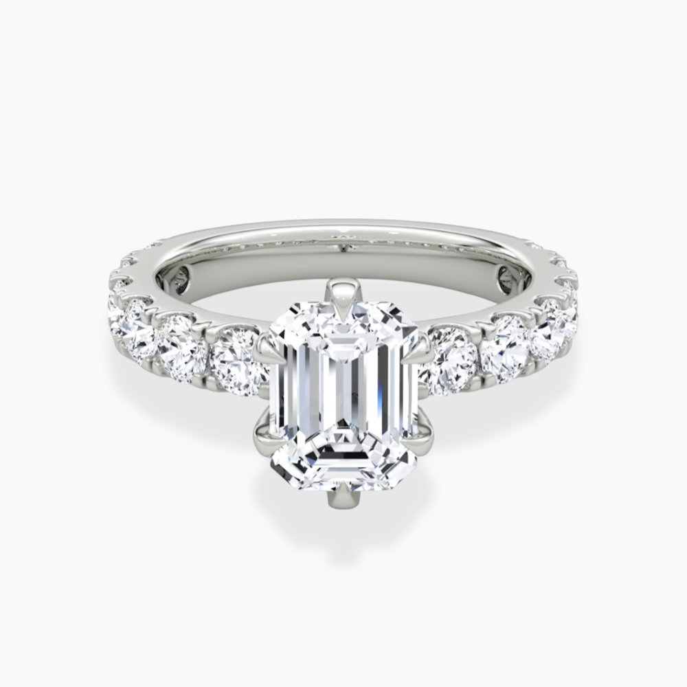 Venera Pave Emerald Lab Grown Diamond Engagement Ring (0.5 ct Band) in 18K Gold