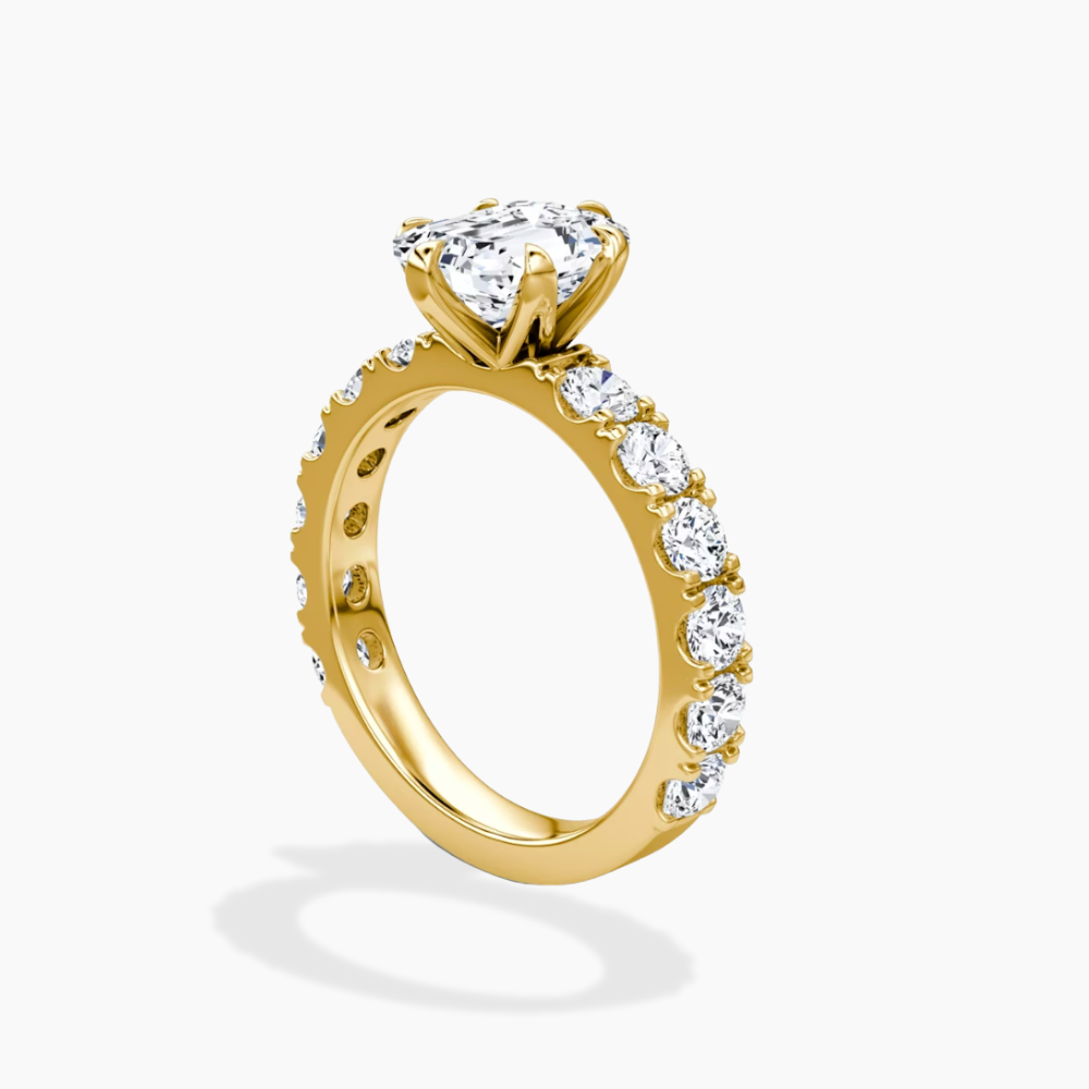 Venera Pave Emerald Lab Grown Diamond Engagement Ring (0.5 ct Band) in 18K Gold
