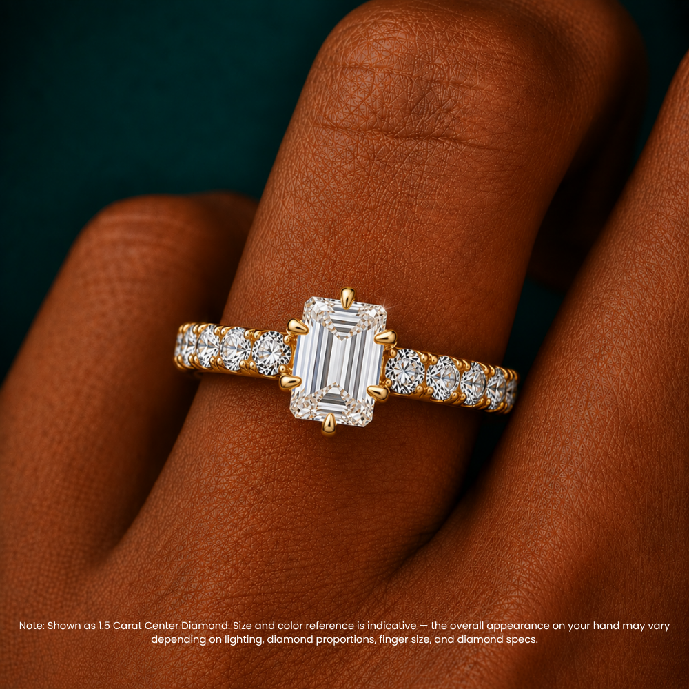 Venera Pave Emerald Lab Grown Diamond Engagement Ring (0.5 ct Band) in 18K Gold