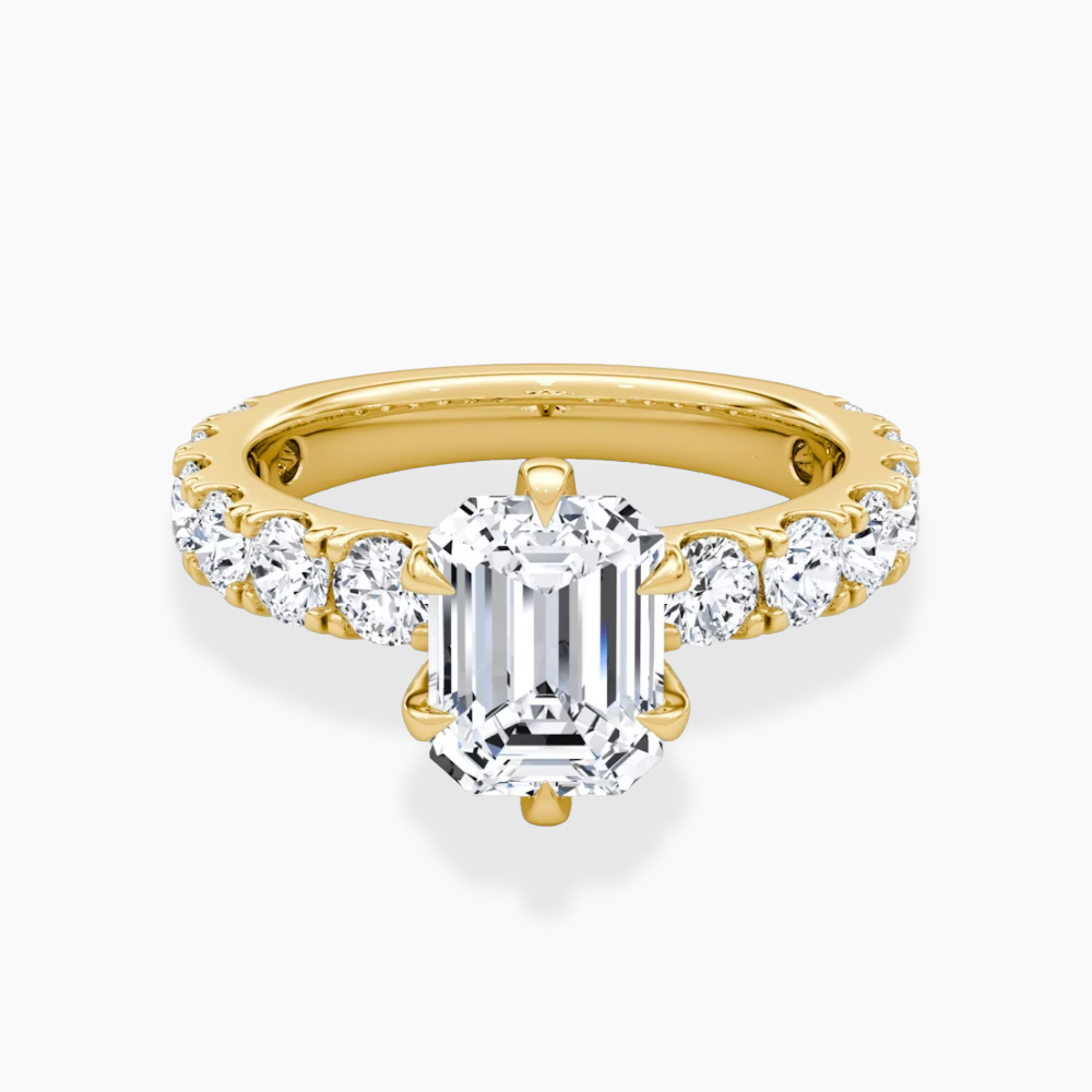 Venera Pave Emerald Lab Grown Diamond Engagement Ring (0.5 ct Band) in 18K Gold