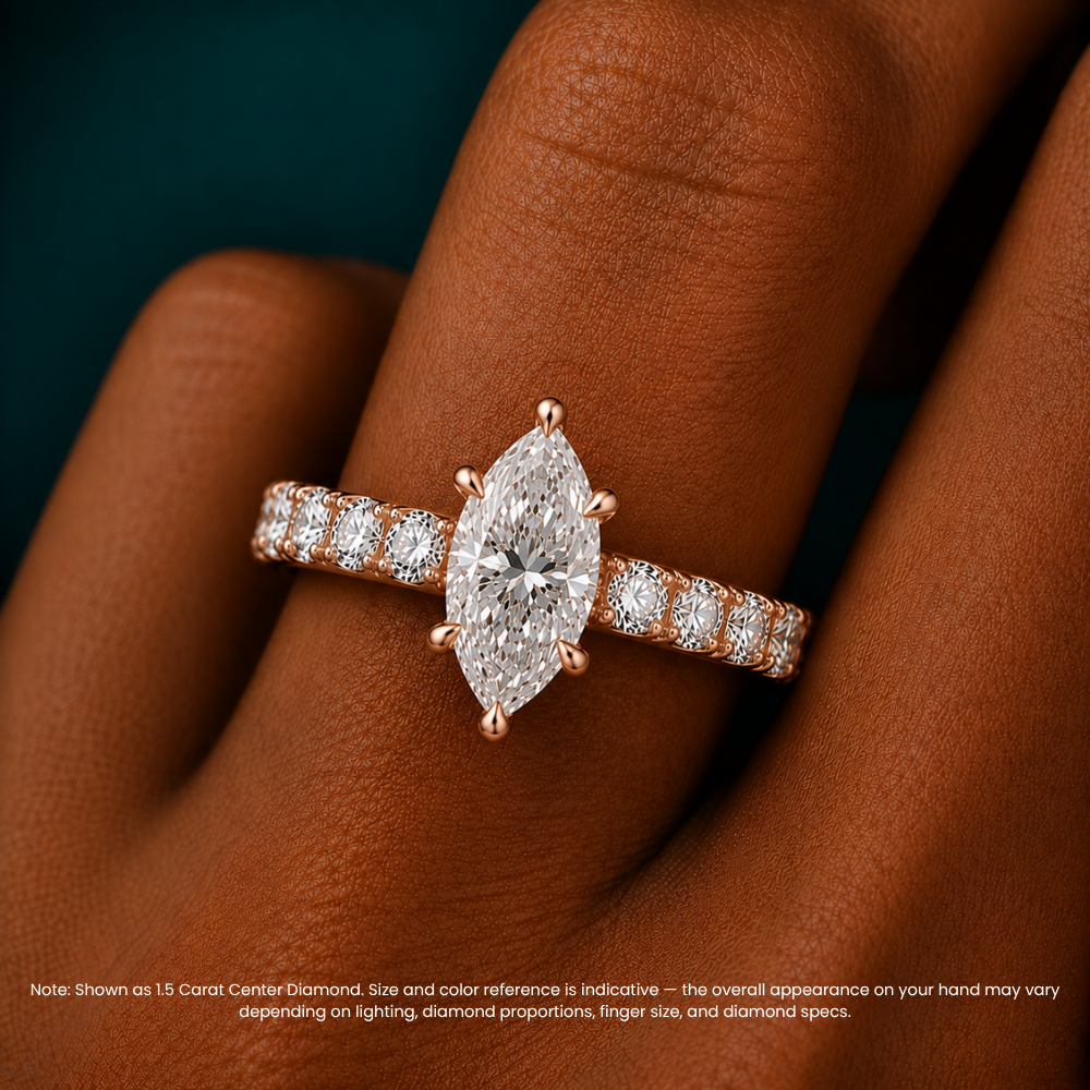 Venera Pave Marquise Lab Grown Diamond Engagement Ring (0.5 ct Band) in 18K Gold