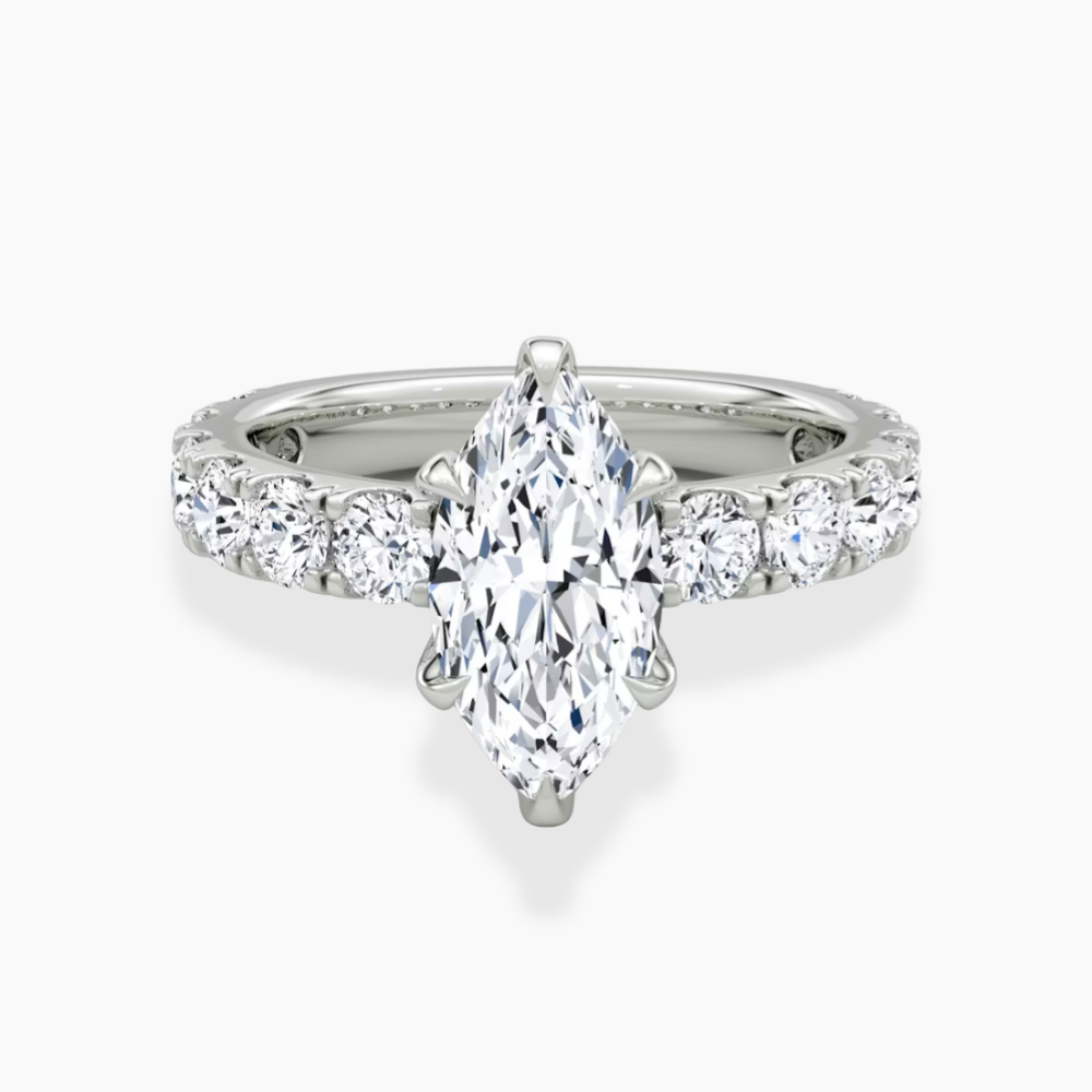 Venera Pave Marquise Lab Grown Diamond Engagement Ring (0.5 ct Band) in 18K Gold