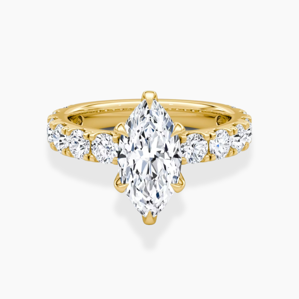 Venera Pave Marquise Lab Grown Diamond Engagement Ring (0.5 ct Band) in 18K Gold